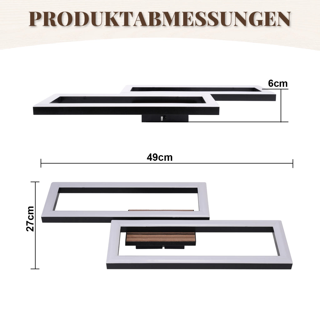 ZMH Lampada da soffitto LED 8W moderna 49CM 3000K luce calda quadrata effetto legno soggiorno camera da letto corridoio
