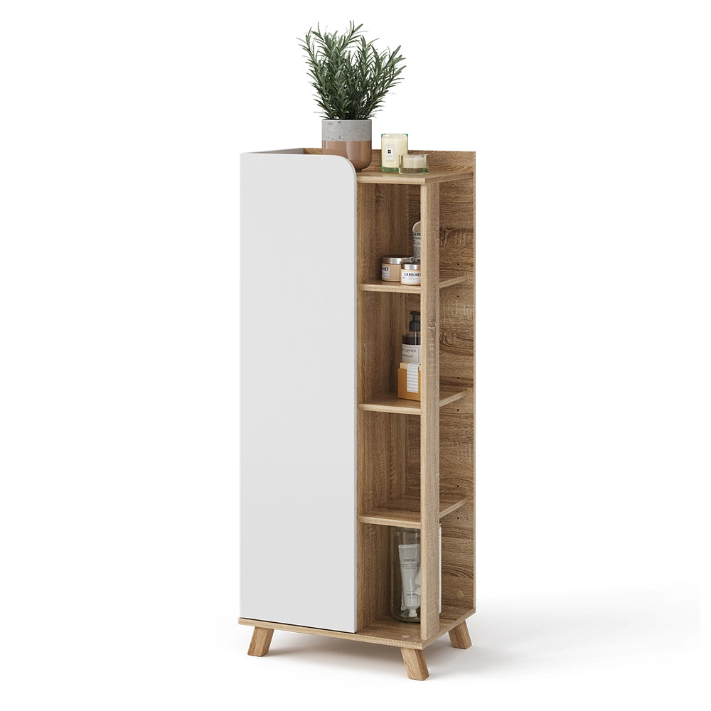 Vicco Mobiletto bagno Sonoma/Bianco 50 x 128 cm con anta e vani a giorno