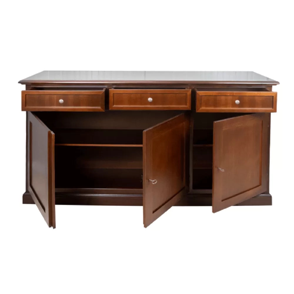 Madia credenza in legno 3 porte 3 cassetti tinta ciliegio 156x42x85 - Mobili 2G