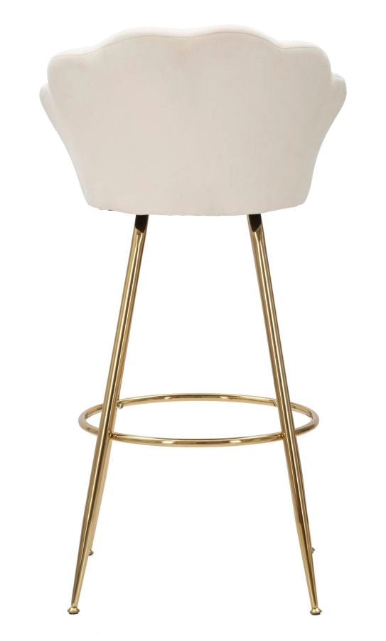 Sgabello Bar Vienna Crema 55x53x110 cm Spugna e Tessuto e Metallo Crema e Oro