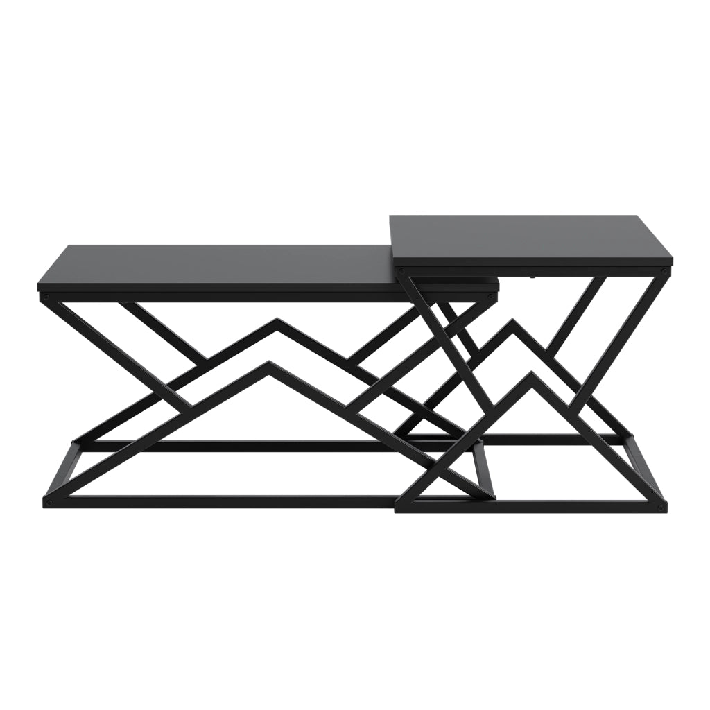 TAVOLO DA CAFFÈ Geometrico 80x50x40 cm Nero in metallo e pannello di legno