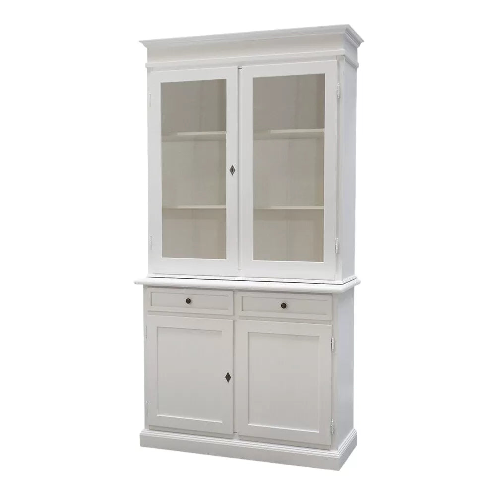 Cristalliera 2 porte arte povera legno shabby bianco 105x42x205 (1383) - Mobili 2G