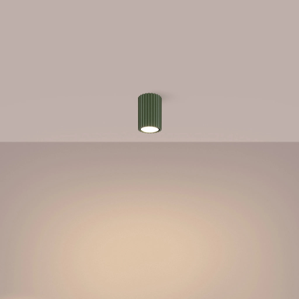 Faretto soffitto tondo rigato verde GU10 10W Gravio