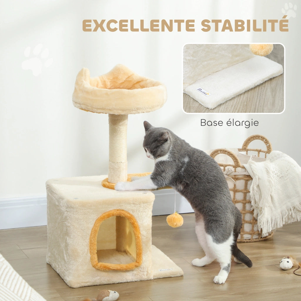 Arbre ¨¤ Chat con Perchoir, Niche e Palla ¨C zephmum ¨C Beige 72 cm