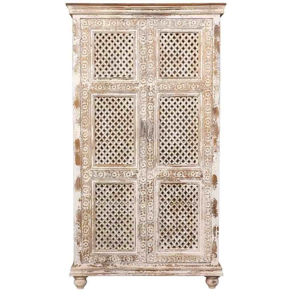 Armadio artigianale in legno bianco 104x43x188h cm
