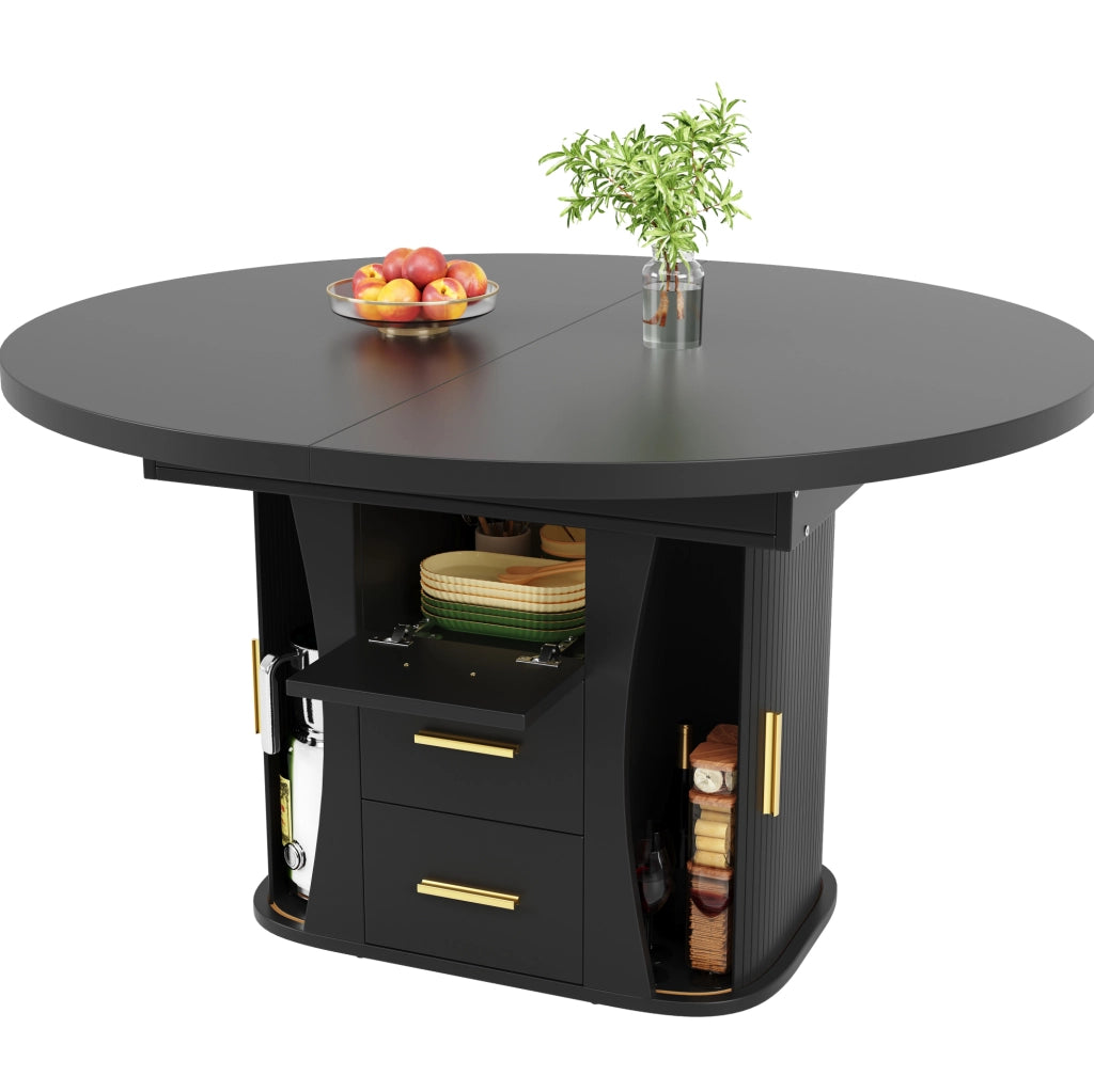 Tavolo estensibile nero in MDF 118-158 × 118 × 77 cm