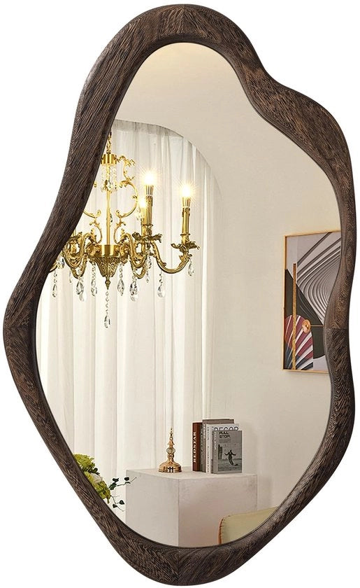 Specchio con illuminazione ovale - 50 x 70 cm - Frame in legno - Stante o appeso