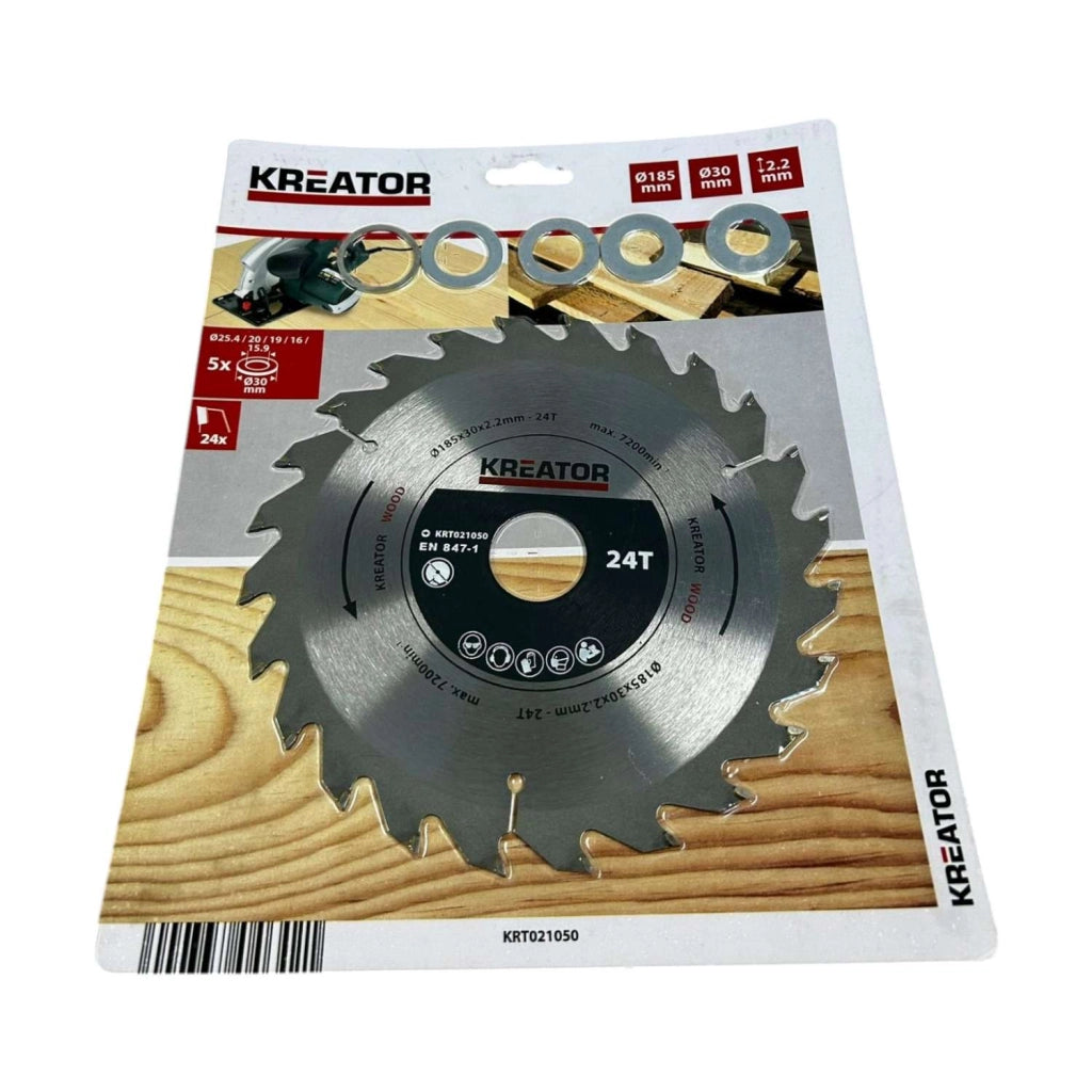 Kreator-Lama per sega circolare per legno 185mmx30mmx2.2mm 24 denti