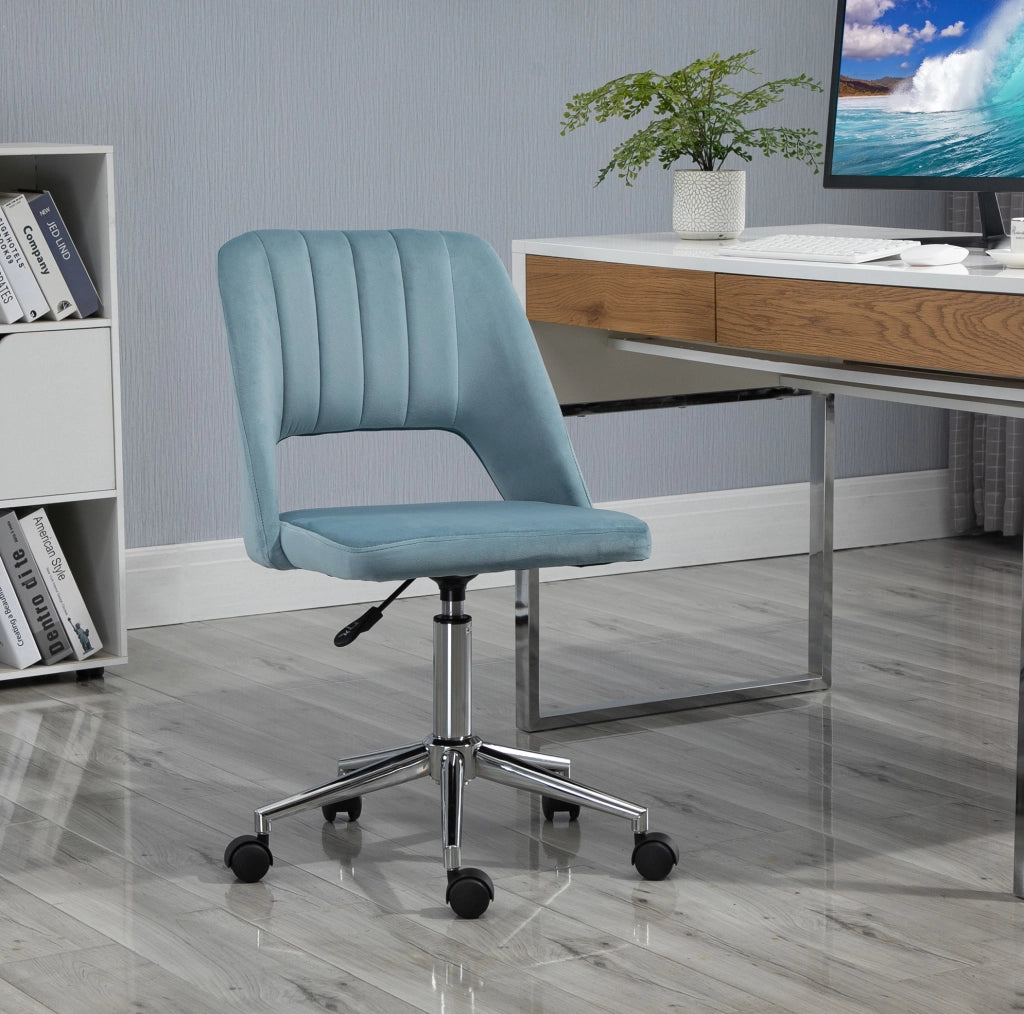 Sedia da ufficio ergonomica blu in poliestere, altezza regolabile