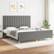 Giroletto con Testiera-Struttura Letto con testiera Grigio Scuro 180x200 cm in Tessuto