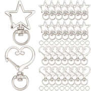 Sostegno per Orecchini Flessibile - 40 Pezzi - Chiusura a Croce - Forma Stella/ Cuore - Lega - Per Creare Gioielli - Clip