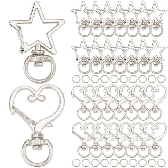 Sostegno per Orecchini Flessibile - 40 Pezzi - Chiusura a Croce - Forma Stella/ Cuore - Lega - Per Creare Gioielli - Clip