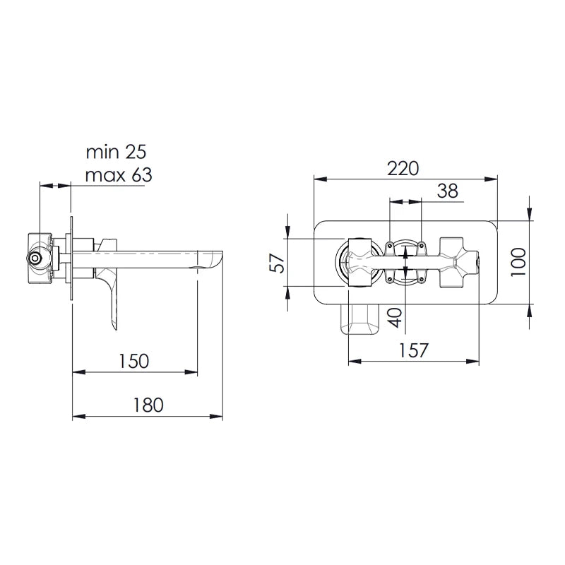 Miscelatore lavabo ad incasso parete remer serie infinity