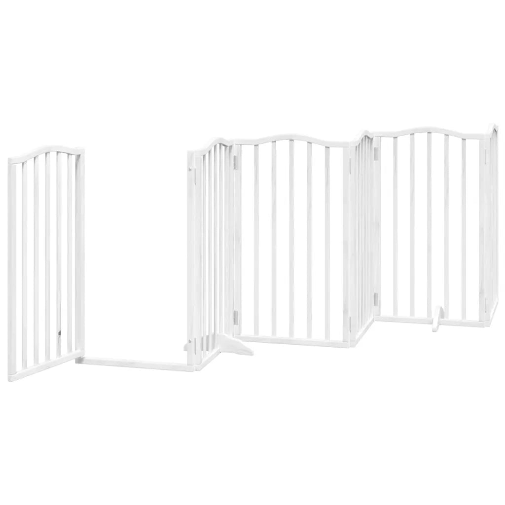 vidaXL Cancello Cani Porta Pieghevole Bianco 15 Pannelli 750 cm Pioppo