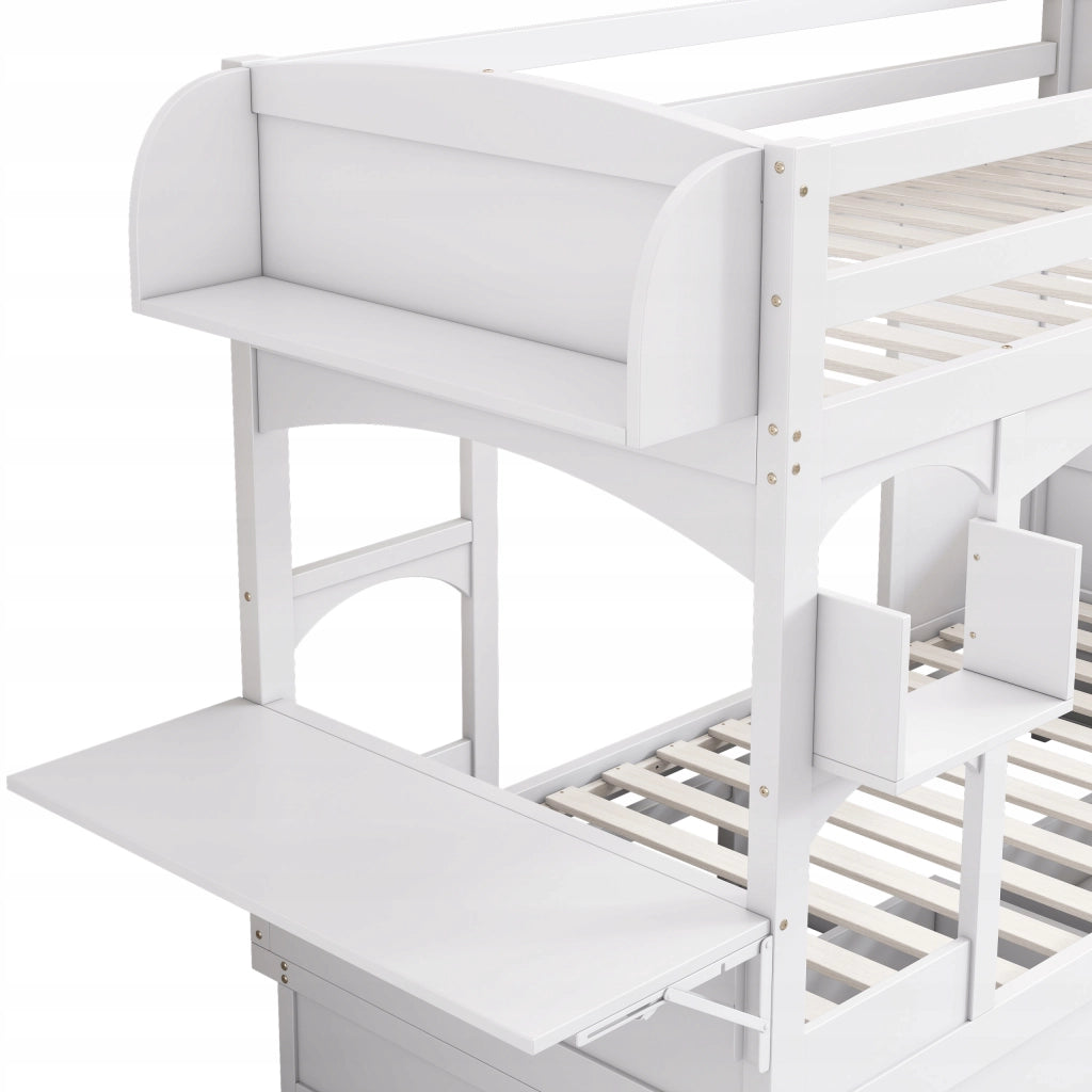 Letto a castello 90x200 - Xylo - Scrivania scaffali cassetti bianco