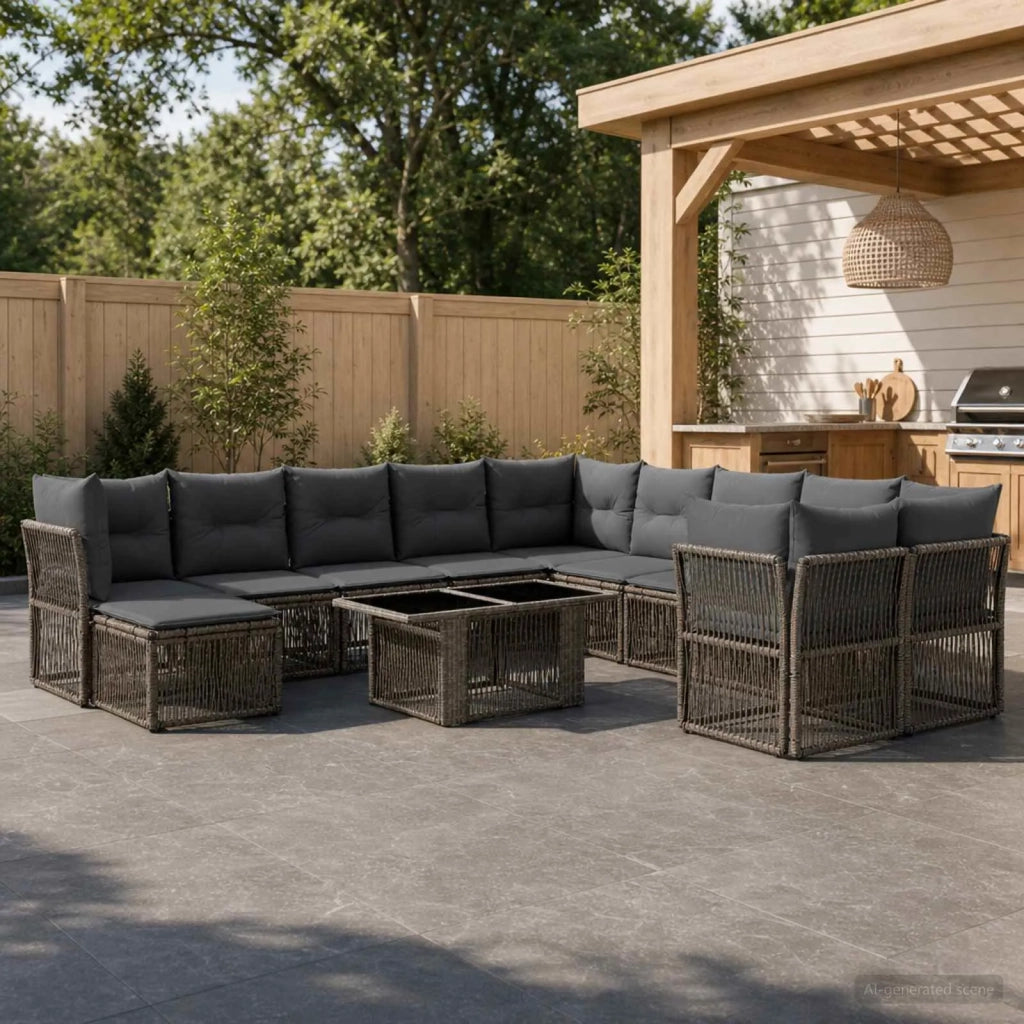 Set Divano da Giardino 12 pz Grigio polyrattan 3436580