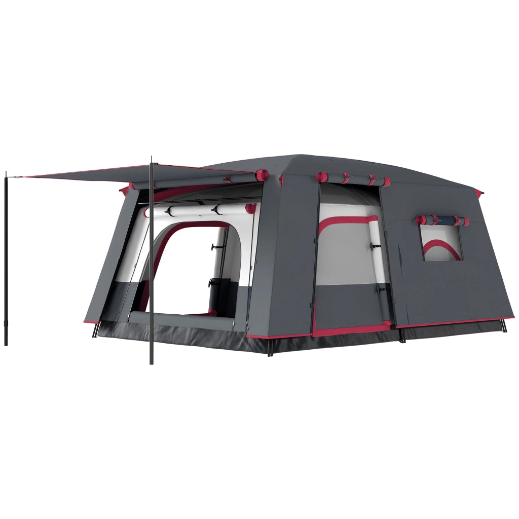 Tenda da Campeggio 4 Persone 2 Camere Soggiorno Impermeabile ¨C zephmum ¨C 430x305 cm Rosso