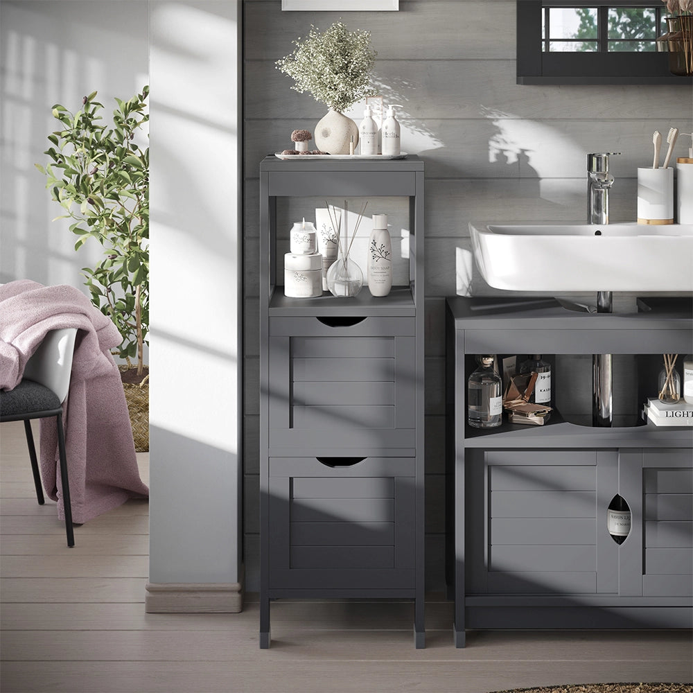 Vicco mobiletto bagno Grigio 30 x 89 cm con 2 cassetti