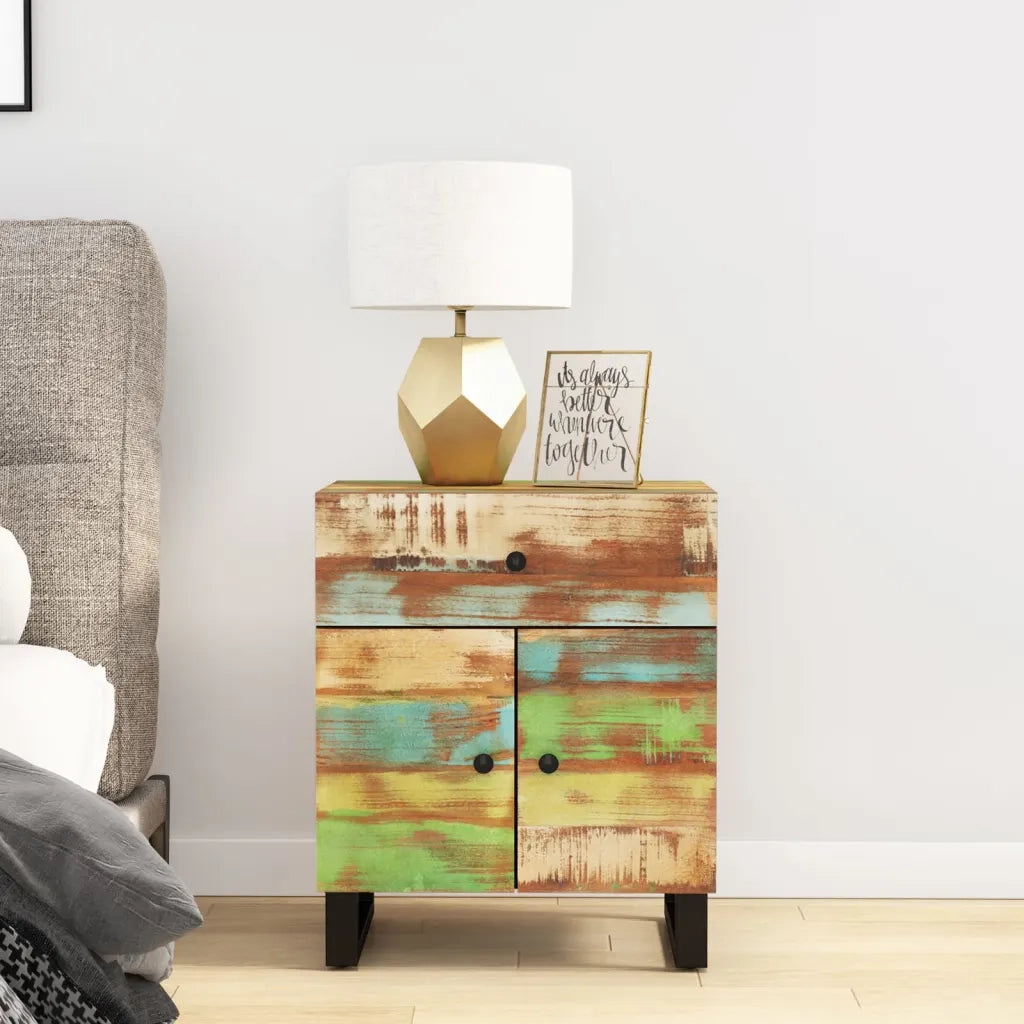 Comodino 50x33x60cm Legno Massello Recupero e Legno Multistrato 350670