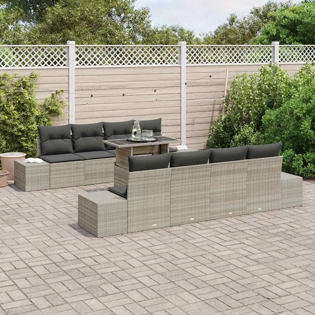 Set Divano da Giardino 9 pcs Grigio chiaro polyrattan 3349148