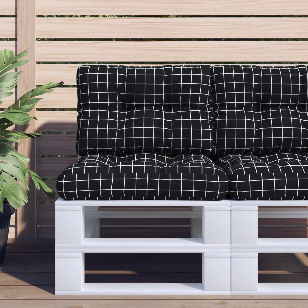 Cuscino per Pallet Motivo a Quadri Nero 60x40x12 cm in Tessutocod mxl 94466