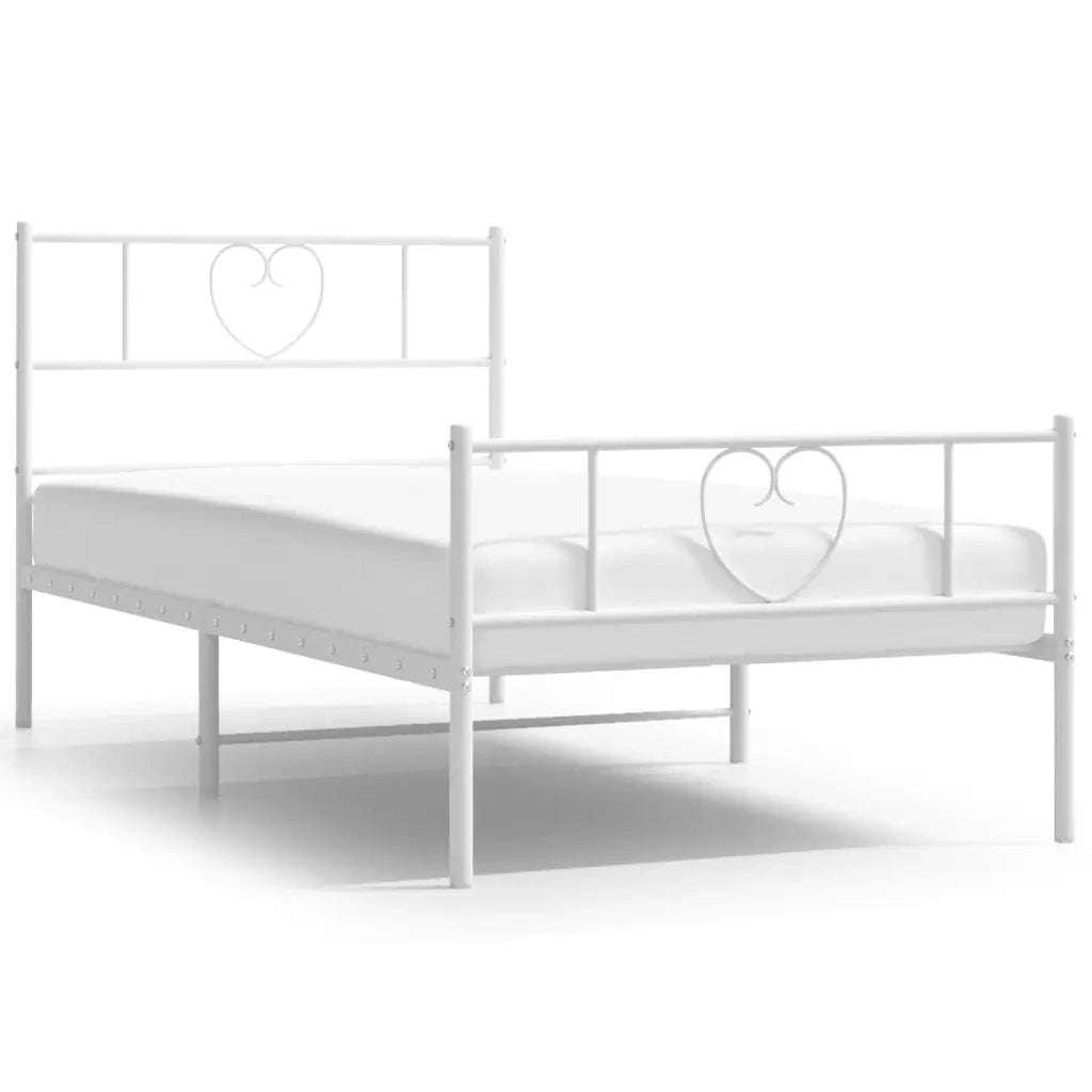 Giroletto con Testiera e Pediera Metallo Bianco 75x190 cm 355520