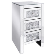 Comodino argento specchiato 3 cassetti cassettiera 60 x 30 x 30 cm moderno glam soggiorno camera da letto