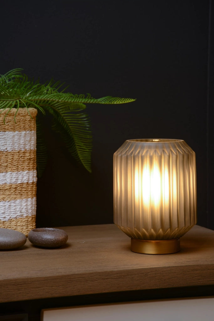 Lampada da tavolo vetro fumé oro E14 Sueno Lucide