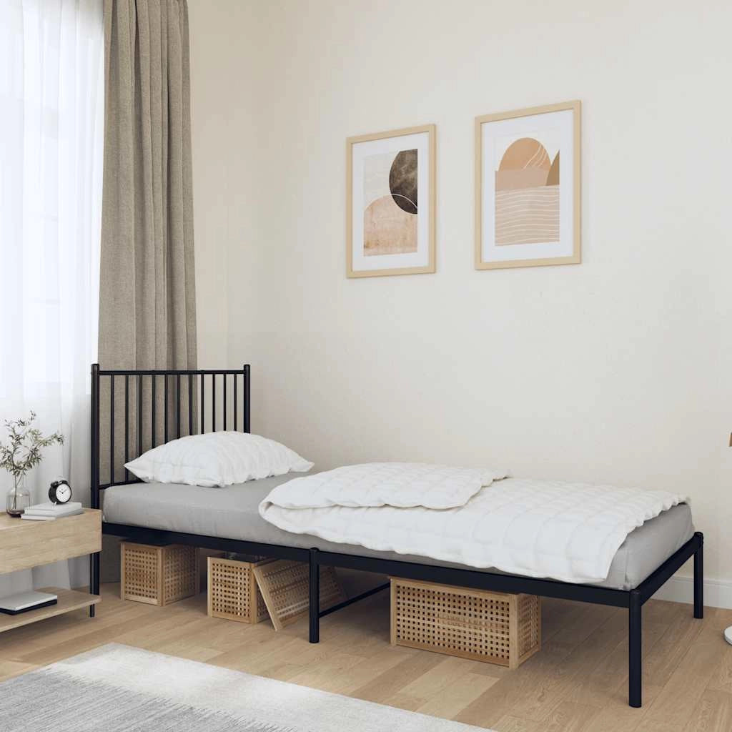 Giroletto con Testiera in Metallo Nero 90x190 cmcod mxl 81795