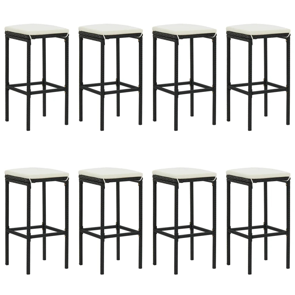 Set Bar da Giardino 9 pz con Cuscini in Polyrattan Nero 3187623
