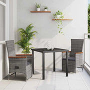 Set da Pranzo per Giardino con cuscino 3 pcs Grigio polyrattan 3379450