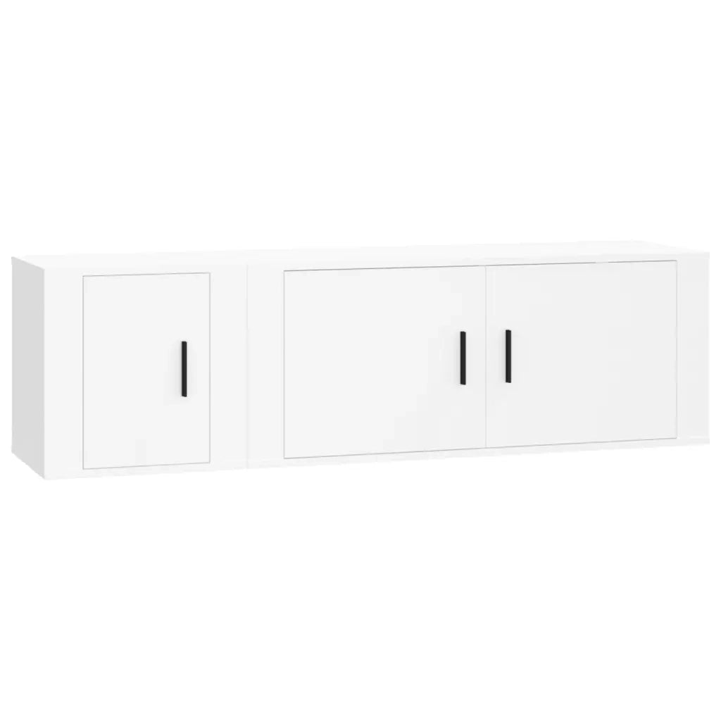 Set di Mobili Porta TV 2 pz Bianco in Legno Multistrato