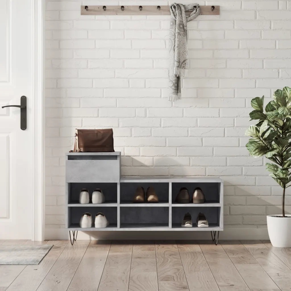 Scarpiera Grigio Cemento 102x36x60 cm in Legno Multistrato 831368
