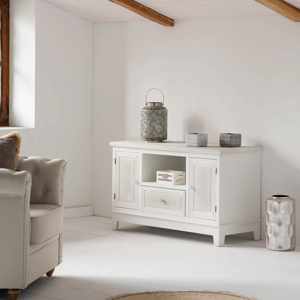 Mobile base in legno bianco 100x42x60h cm