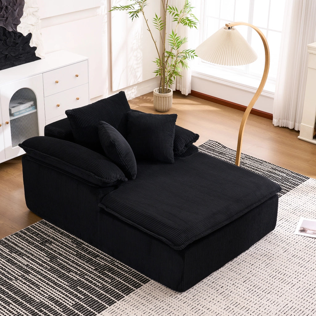 DIVANO Relax senza installazione 177x122x92 cm in velluto a coste Nero