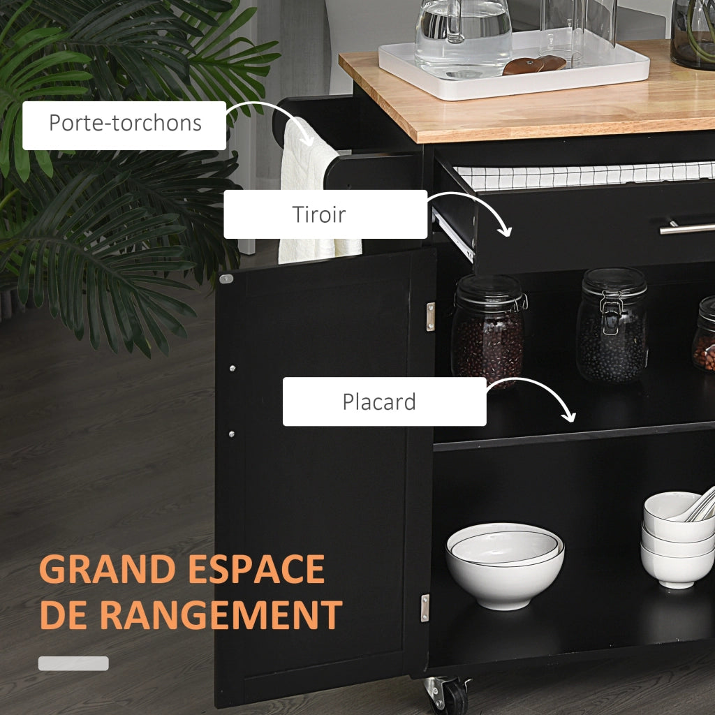 Tavolino da cucina con ruote e cassetto ¨C zephmum ¨C 83x45x91.5 cm nero