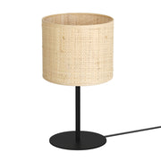 Lampada da tavolo nera paralume rattan Ø18 E27 Luminex
