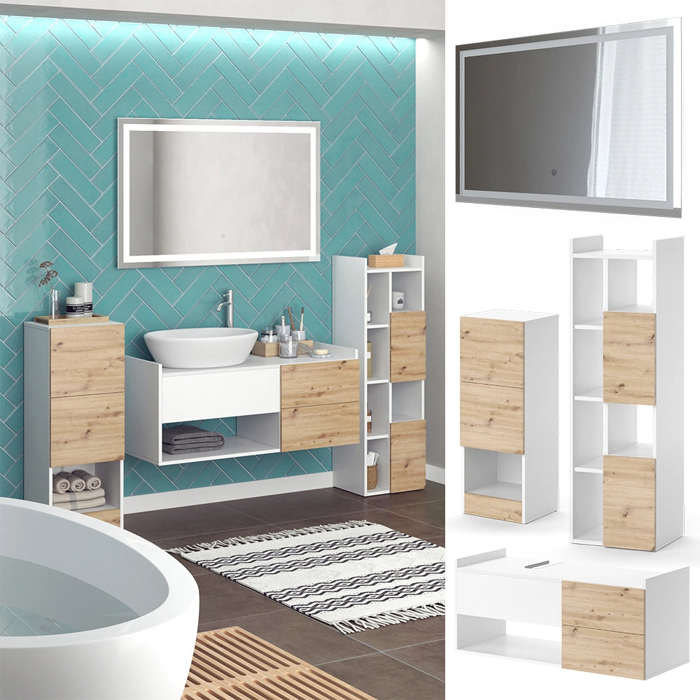 Vicco Set di mobili da bagno Bianco 4 parti