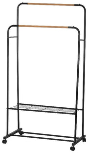 Stand Appendiabiti Doppio Regolabile Nero ed Effetto Legno