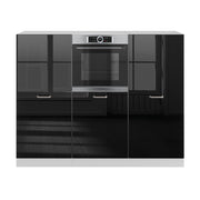 Cucine componibili piccole R-Line Nero lucido/Bianco 180 cm senza piano di lavoro Vicco