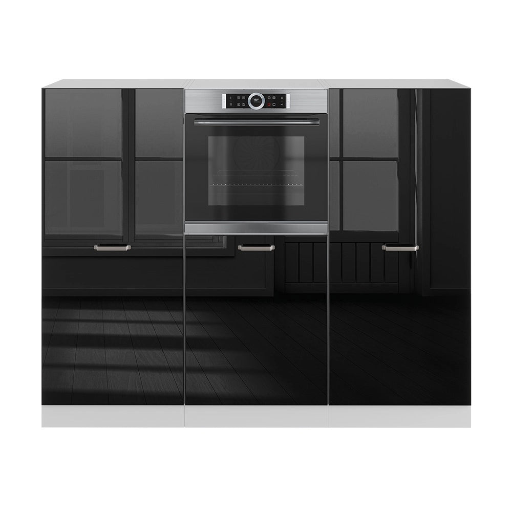 Cucine componibili piccole R-Line Nero lucido/Bianco 180 cm senza piano di lavoro Vicco