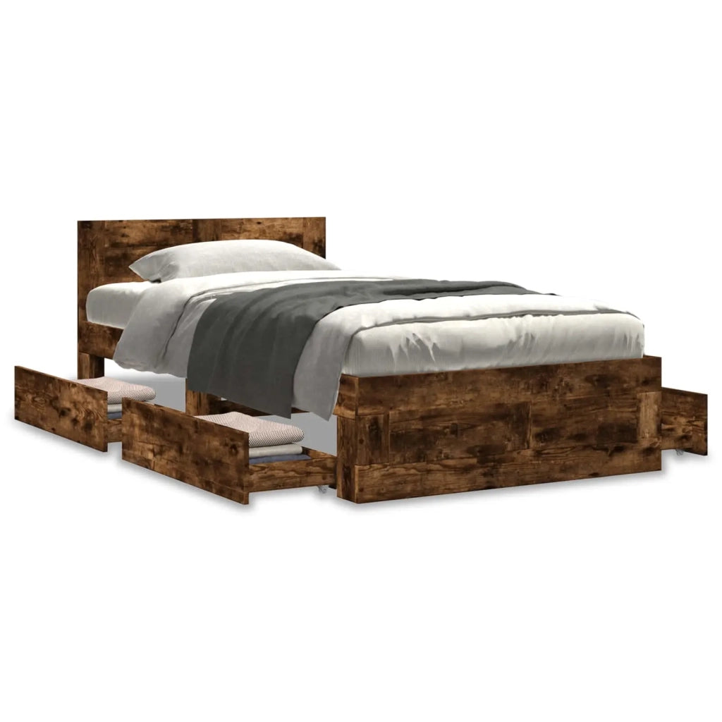 Struttura letto con testata Rovere Fumo 80 x 200 cm 3429679