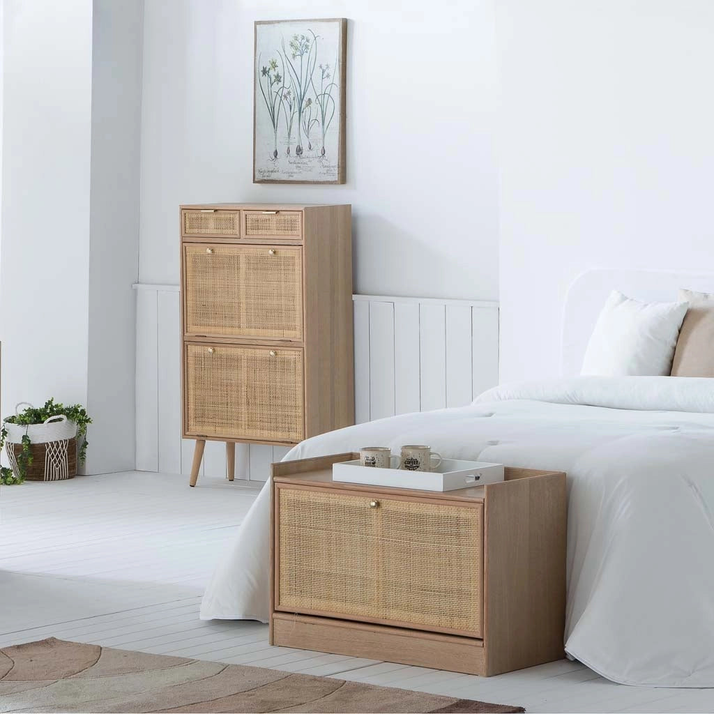 Panca scarpiera in MDF e griglia, marrone, 80x38x53