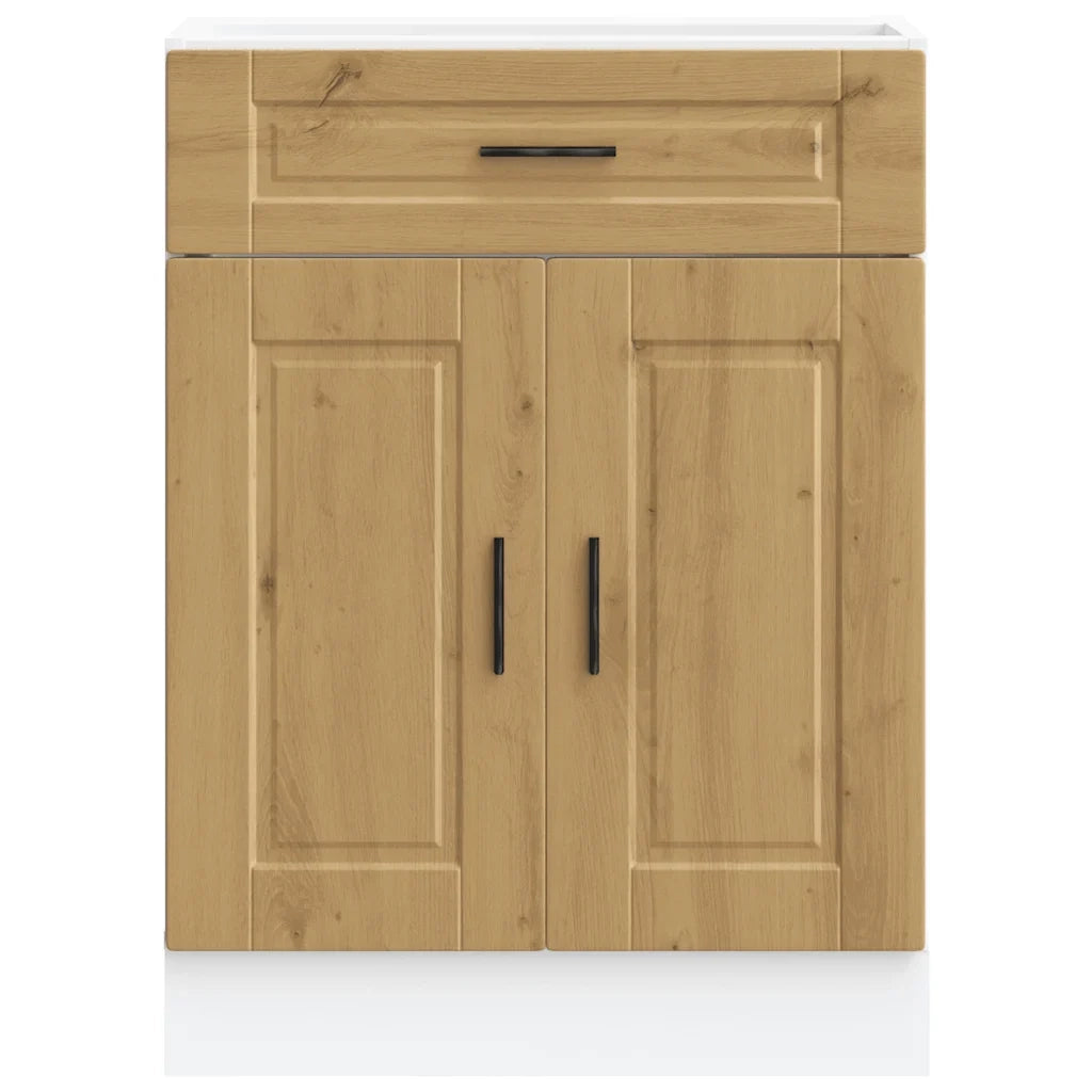 Mobile da cucina in rovere lavorato a mano 60 x 46 x 81,5 cm con piedini regolabili design moderno in legno composito 02_0050281
