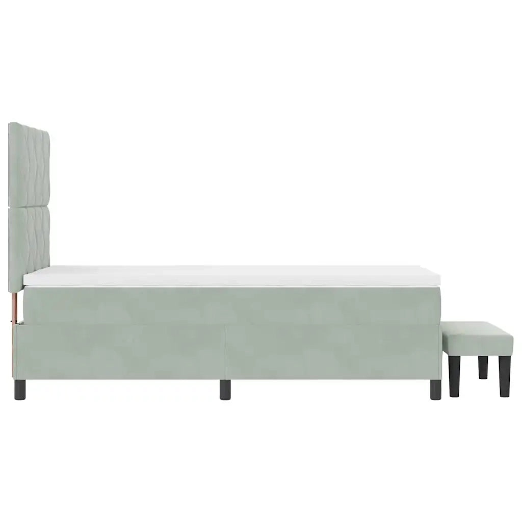 Letto a molle con materasso Grigio chiaro 100 x 200 cm Velluto 3344558