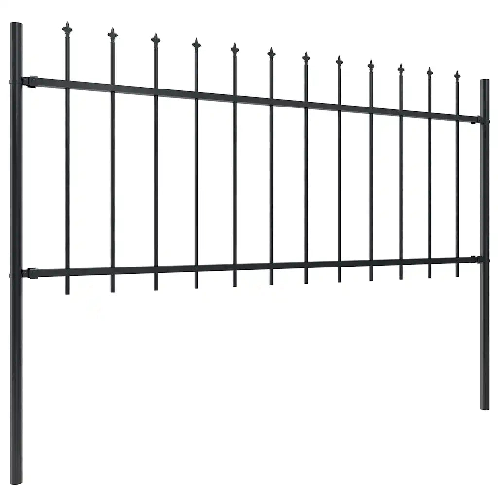 Recinzione da Giardino con Punta a Lancia in Acciaio 838x80 cm Nero 277606