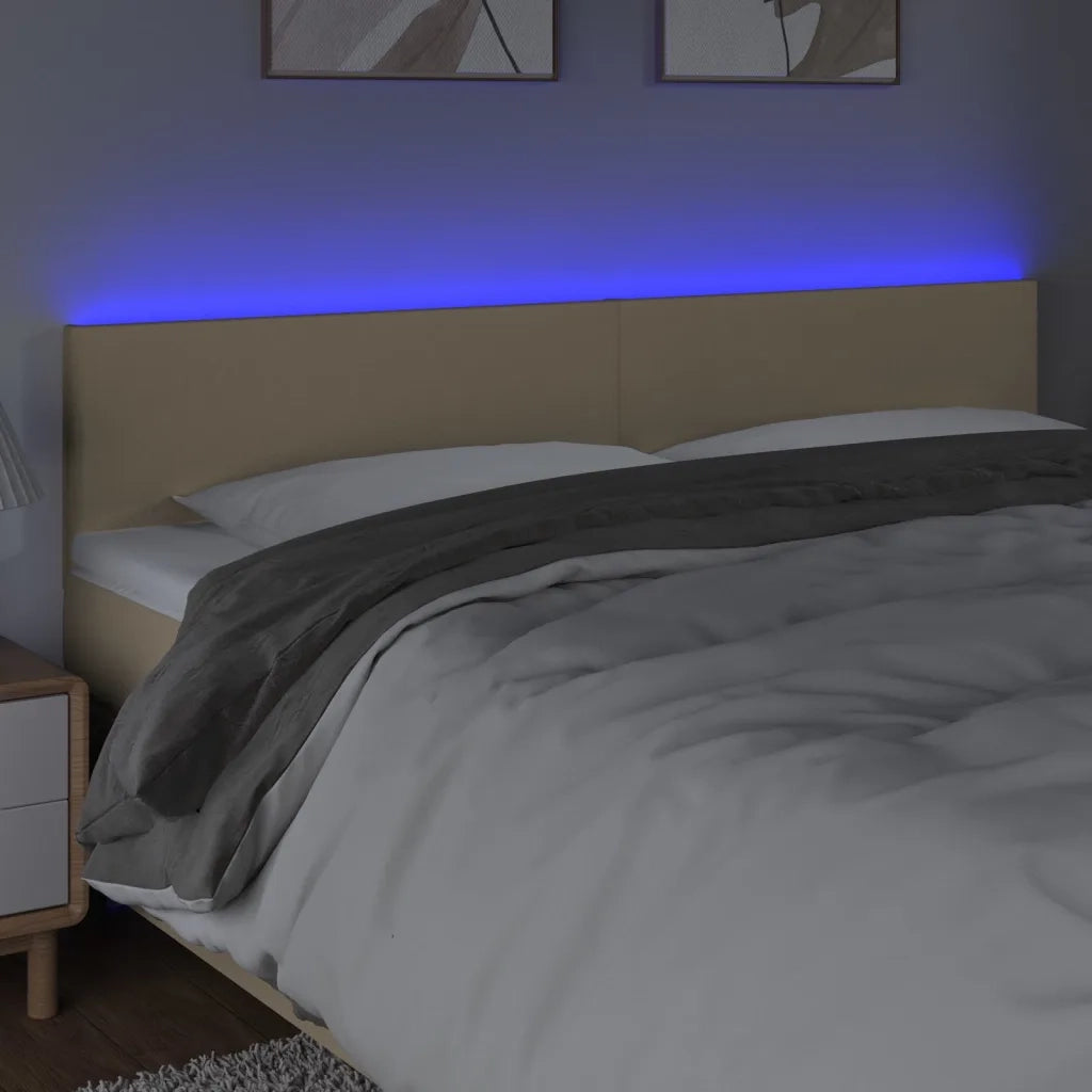 Testiera a LED-Testata con LED Crema 180x5x78/88 cm in Tessuto 156703