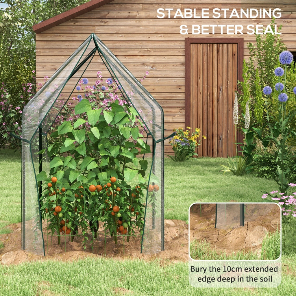 Mini Serra da Giardino con 2 Porte Avvolgibili 90x90x145 cm Copertura in PE  Trasparente