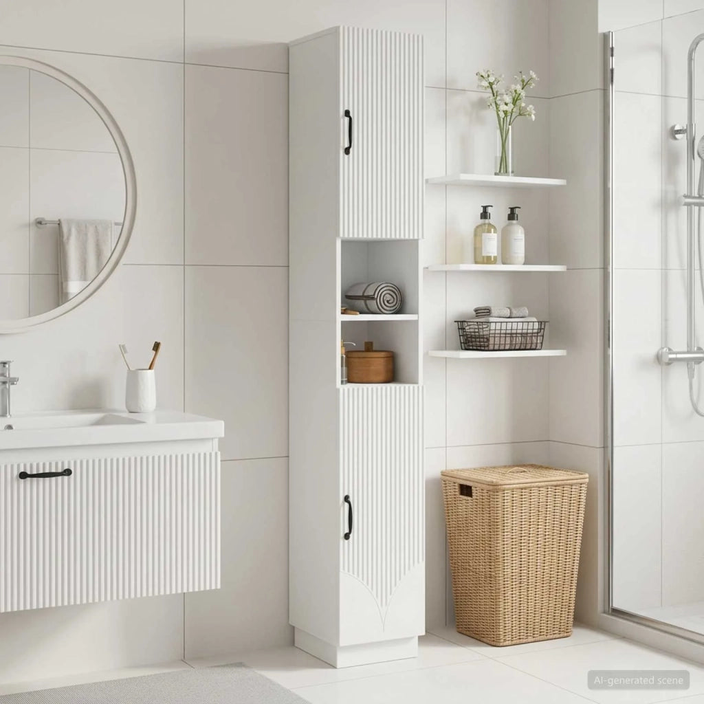 Armadio da Bagno con Ripiano Aperto HOORN Bianco 897255