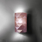 Applique Moderna 1 Luce Prisma In Polilux Rosa Metallico Con Cavo Made In Italy